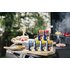 The photo shows various BBQ spices on a grill.