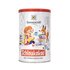 Photo of a tin Chocolicious Drink Chocolate. On the tin you can see a little girl and a fox in the middle of many books.