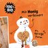 Snowman illustration with text "100% organic", "Refined with honey" and "Heart-shaped"