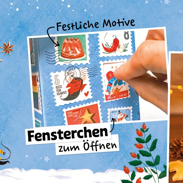 Spice advent calendar with 24 small doors to open and festive Christmas motifs