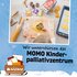 Child baking cookies with text "We support the MOMO children’s palliative care center"