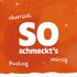 Oranger Hintergrund mit Text "So schmeckt's: säuerlich, würzig, fruchtig"