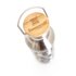 In the photo you can see the lid of the thermosbottle. The top is made of wood and the Sonnentor logo is engraved.