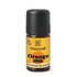 The bottle has a dark yellow label with an orange on it, in front of which is the black lettering "Orange"